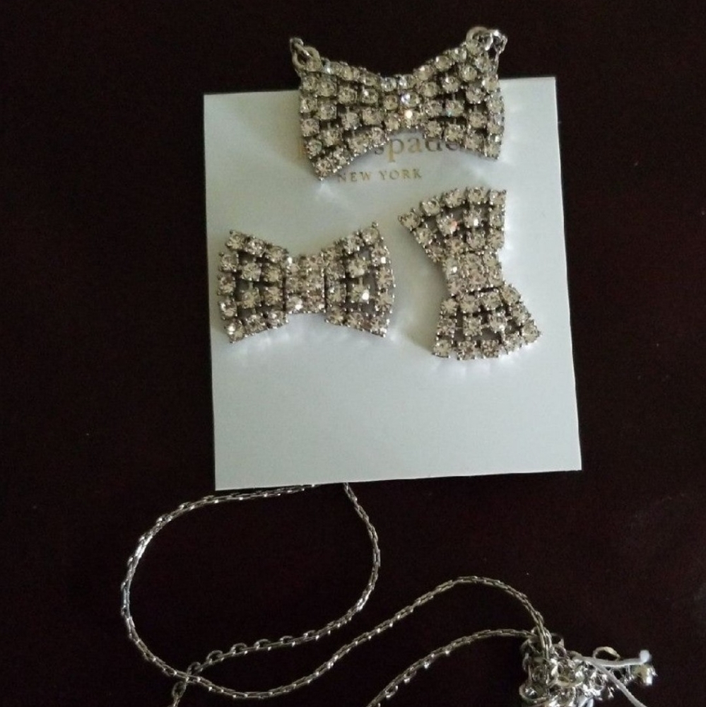 Kate Spade New York Crystal Bow Necklace & Earrings Set